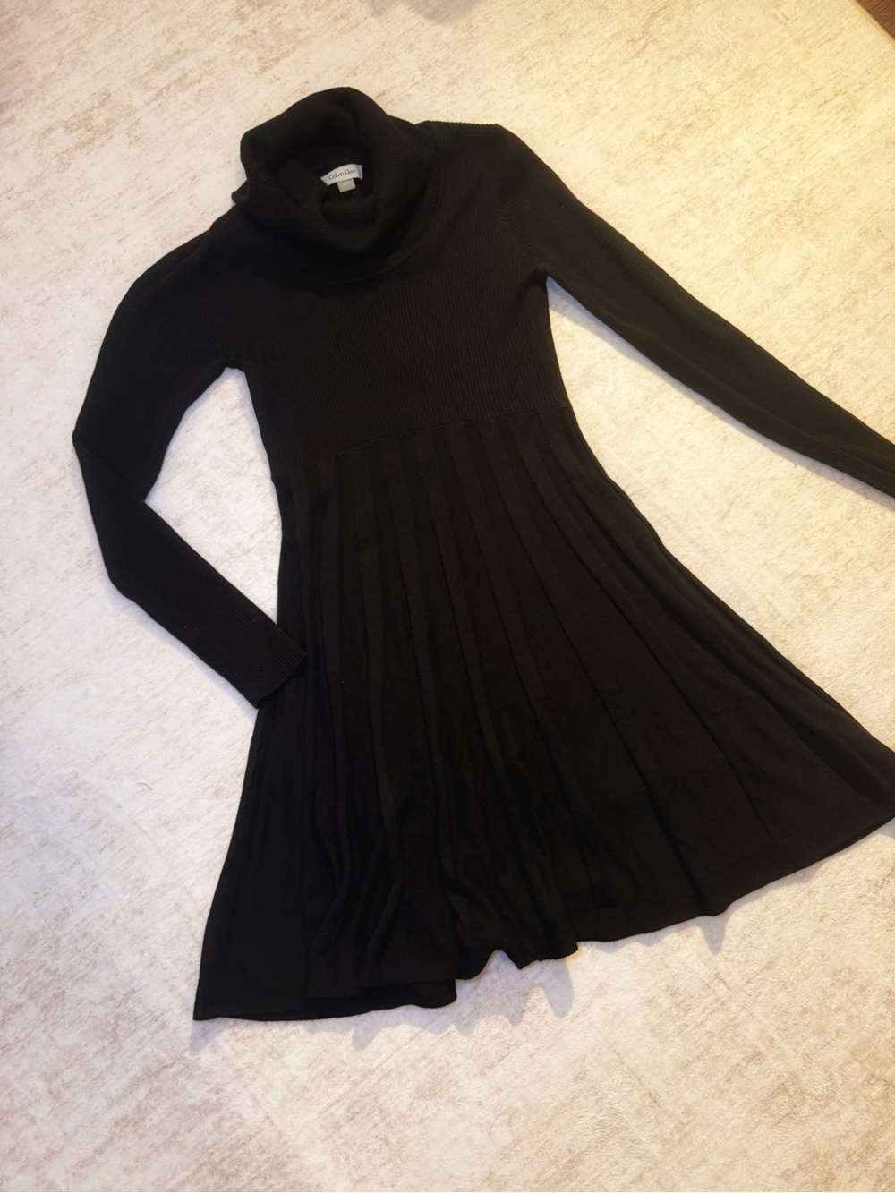 Calvin Klein Black Long-Sleeve Turtleneck Knit Dress